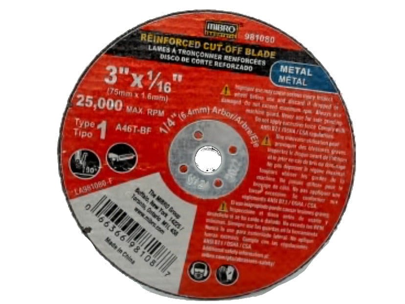 Cut - off Wheel Metal 3" X 1/16" Mibro (or 10/$7.99) - Brantford Surplus
