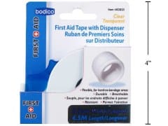 First aid tape with dispenser clear 2.5cmx4.5M first - aid bodico - Brantford Surplus