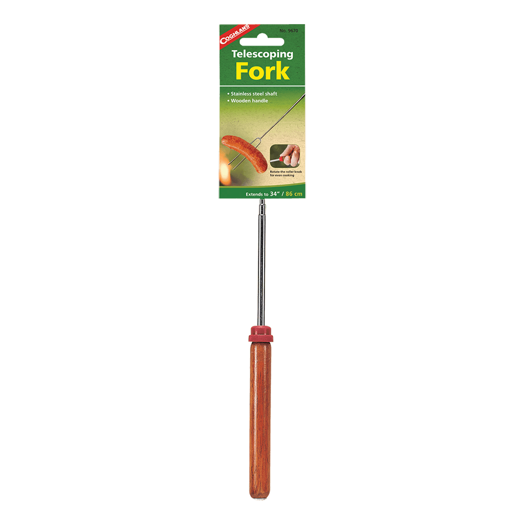 Fork telescoping for campfire cooking stainless steel wood handle extends to 34 inch 86cm - Brantford Surplus