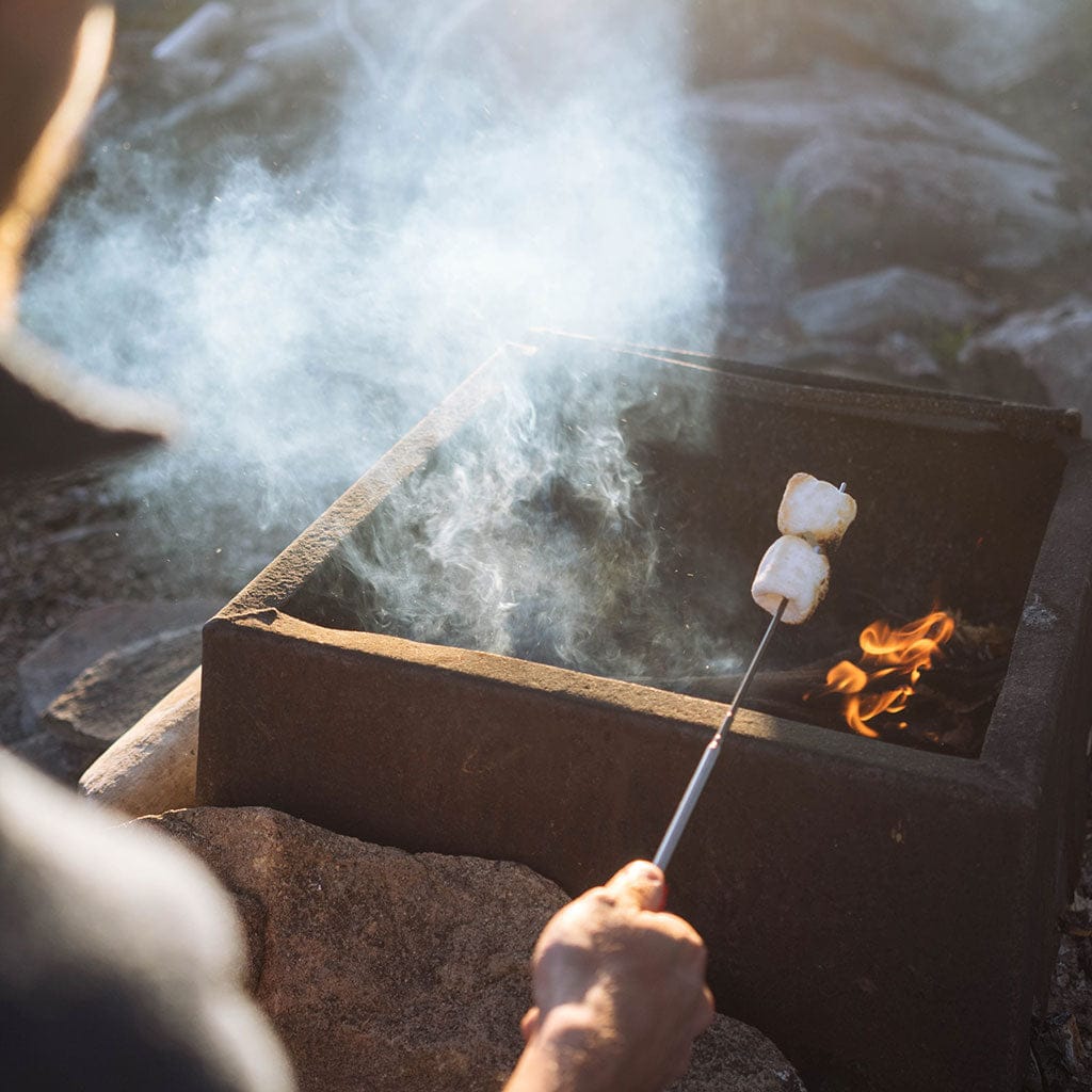 Fork telescoping for campfire cooking stainless steel wood handle extends to 34 inch 86cm - Brantford Surplus