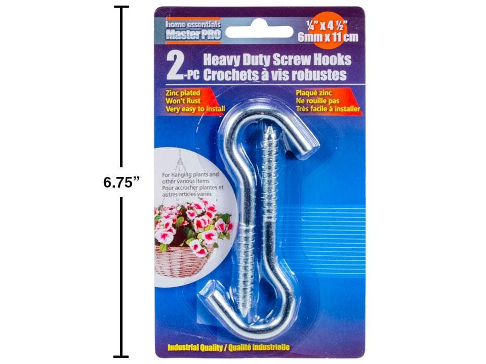 H.E. Master Pro, 2 - pc Screw Hooks Heavy Duty, b/c - Brantford Surplus