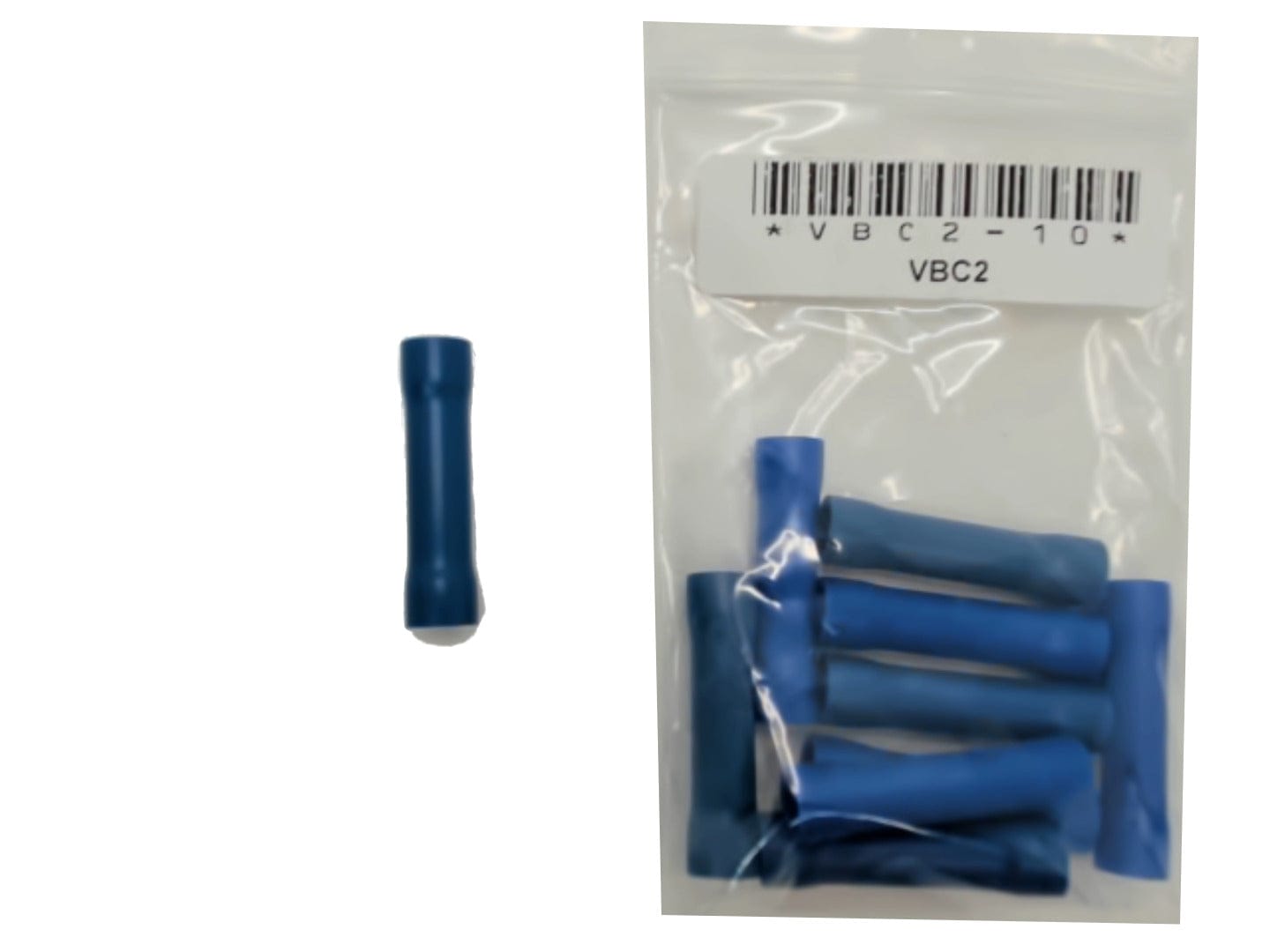 Insulated Butt Splice Crimp Terminal Blue 16 - 14GA bag of 10 - Brantford Surplus