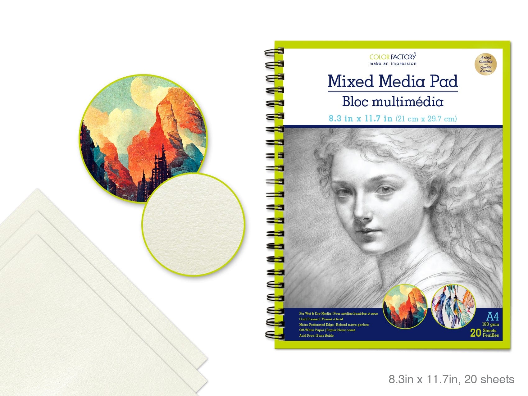 Mixed Media Artist Pad 8.25"x11.75" (A4) 180gsm 20 Sht AF - Brantford Surplus