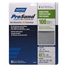 Norton ProSand Sandpaper 100 grit 9"x11" - 3 pack - Brantford Surplus
