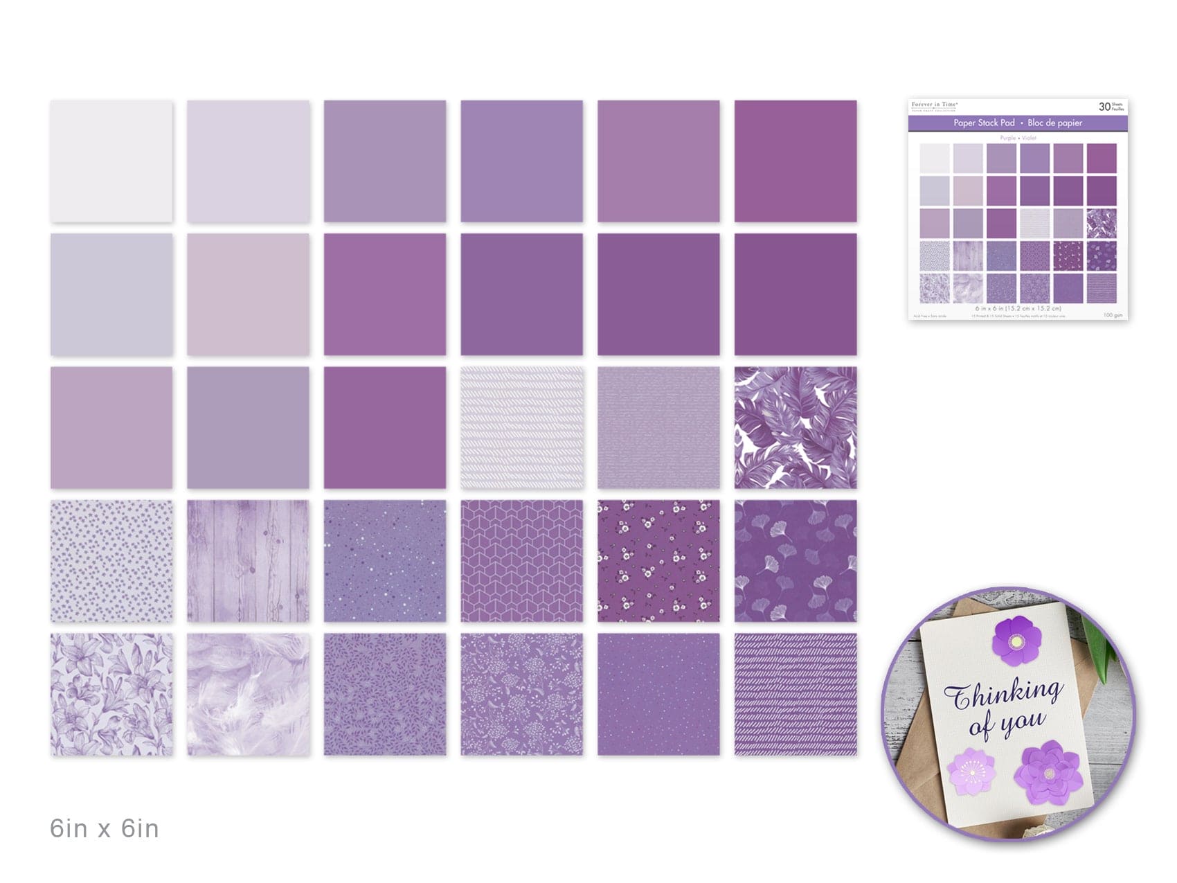 Paper Pad: 6"x6" Color Theme Stack Pad x30 100GSM A) Purple - Brantford Surplus