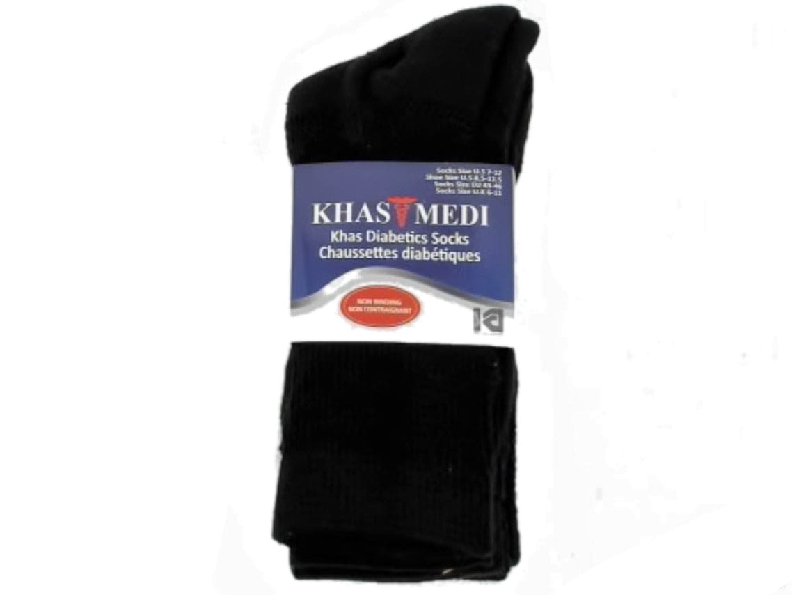 Socks Khas Diabetic Men's 3pk. Black Size 7 - 12 Khas Medi - Brantford Surplus