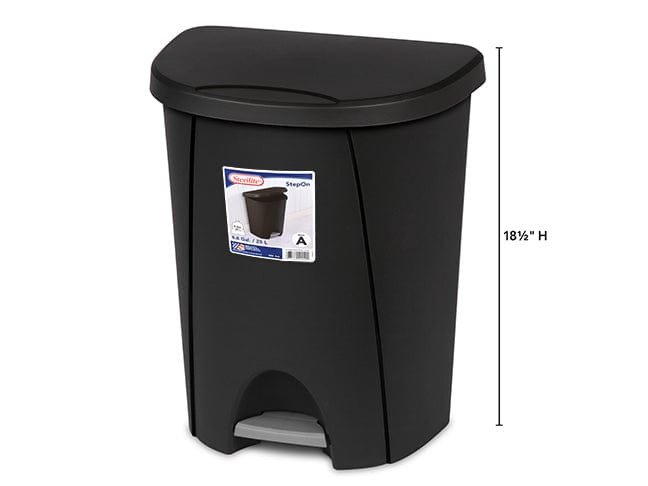 Step On Wastebasket 25 L - Black - Brantford Surplus