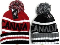 Toque Canada with pom red or blk - wht - Brantford Surplus
