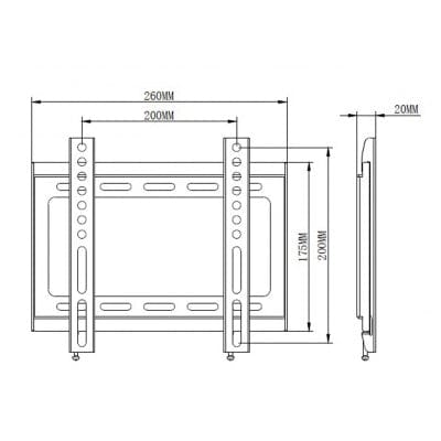 Wall mount TV fixed position 17 - 37 inch 30kg capacity - Brantford Surplus