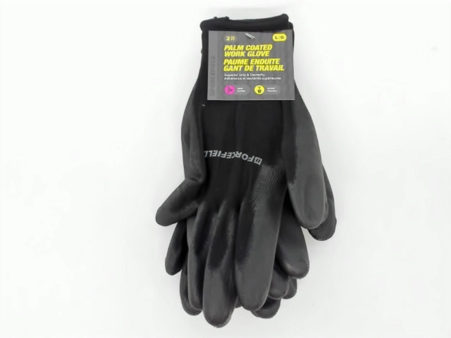 Work Gloves 2pk. Lg Palm Coated Black Forcefield(endcap) (promo) - Brantford Surplus