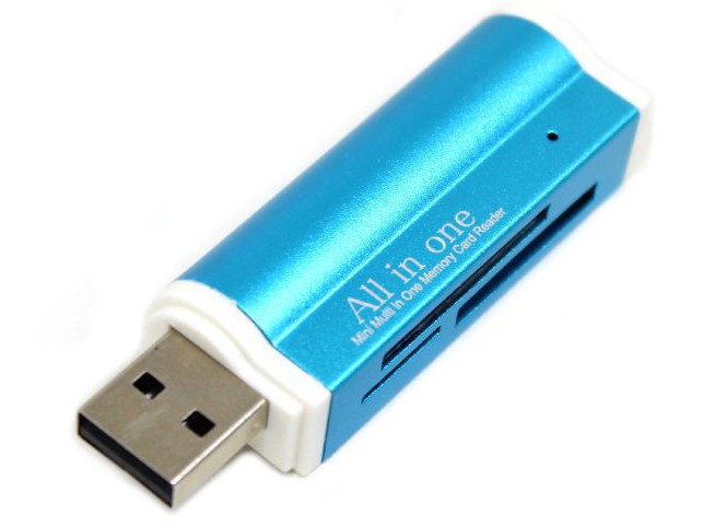 USB 2.0 Card Reader 480Mbps Blue - Global Tone