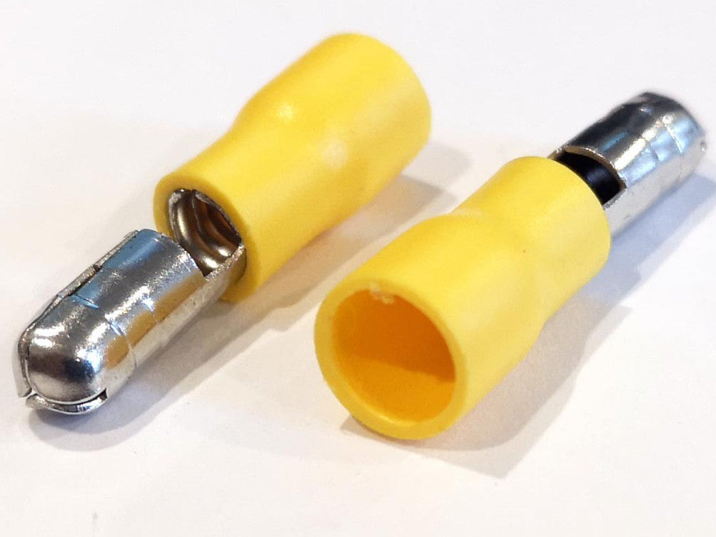 Yellow Vinyl Insulated Bullet Terminals .195 Male 10-12 25pk