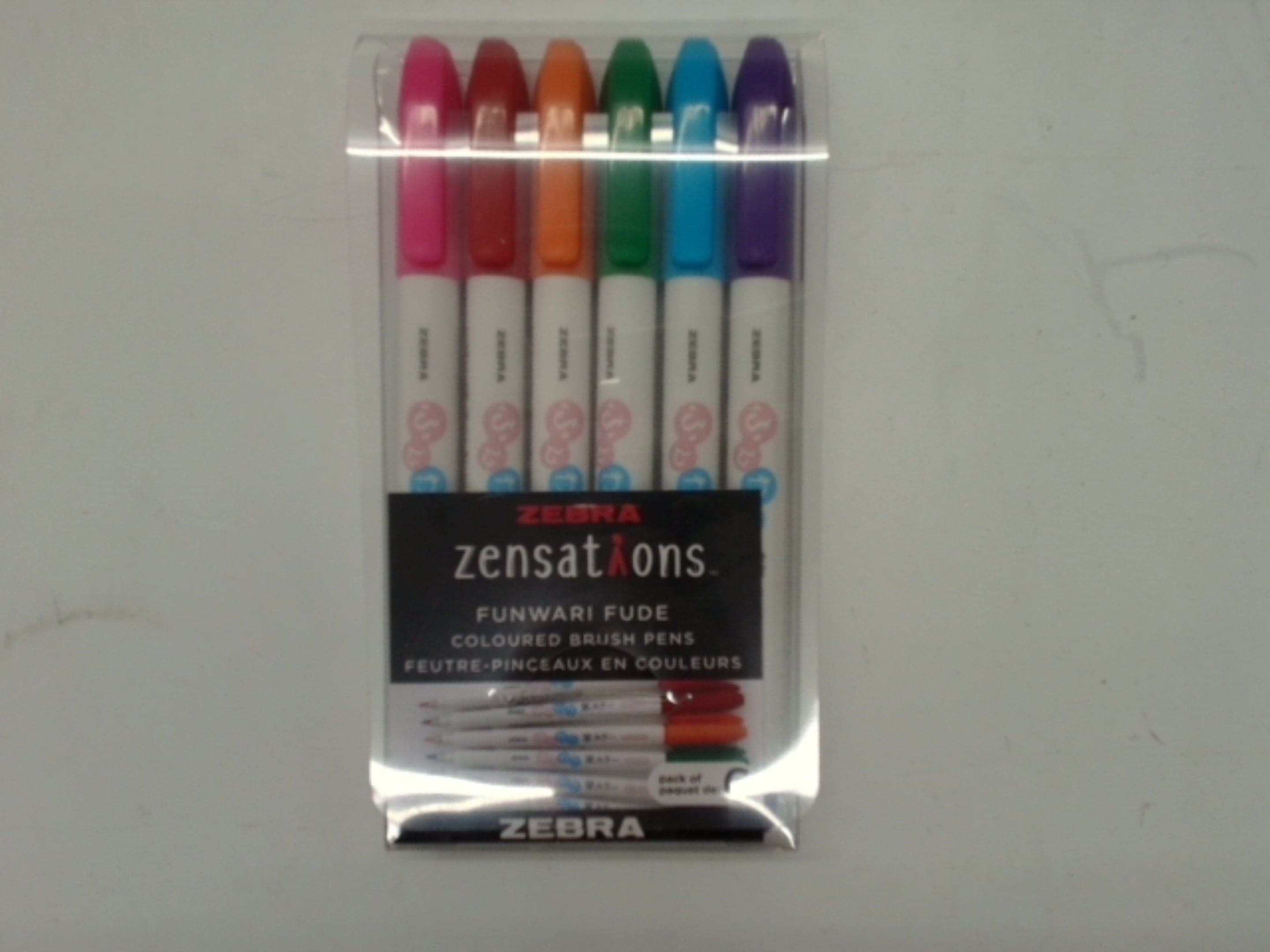 Coloured Brush Pens 6pk. Ass't Colours Funwari Fude Zensations Zebra - Brantford Surplus