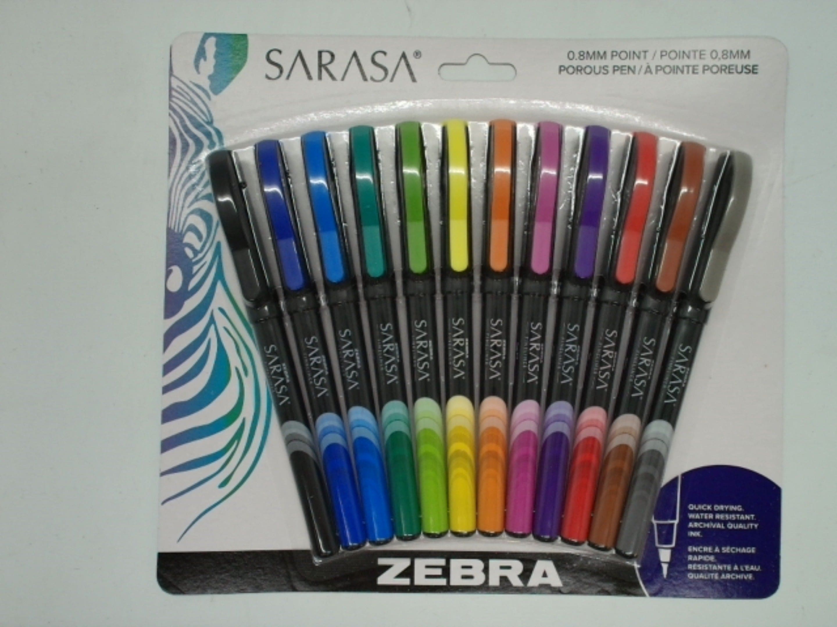 Porous Pen 12pk. 0.8mm Point Ass't Colours Sarasa Zebra - Brantford Surplus