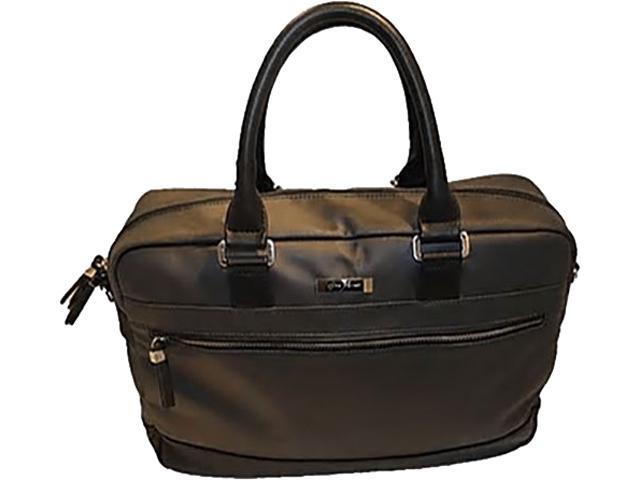 Gino Ferrari 16" Black Leather Laptop Bag w/Tablet Pocket