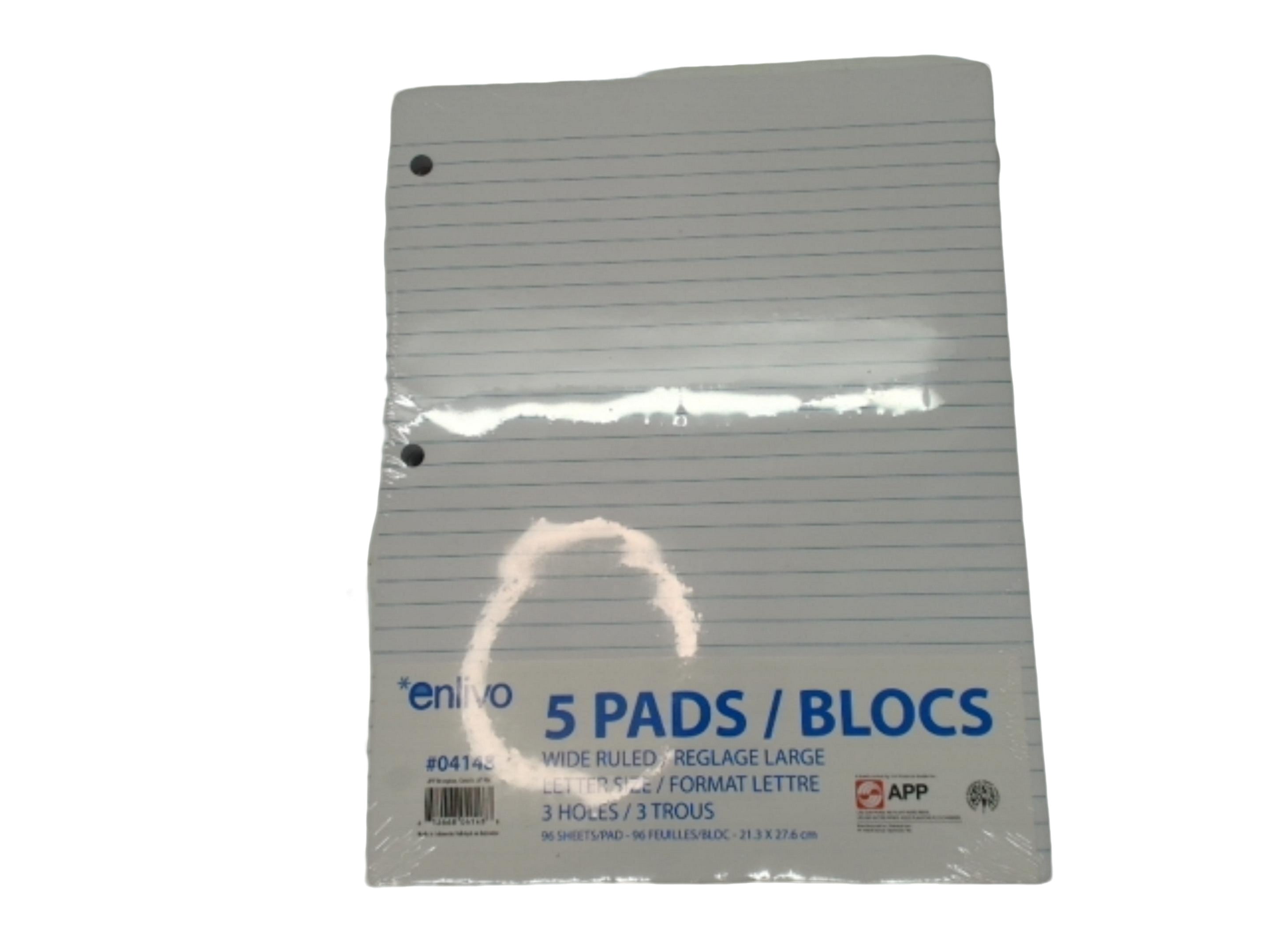 Paper Pad 5pk. Letter Size White 96 Sheets 3 Hole Punched (or $1.19ea) - Brantford Surplus