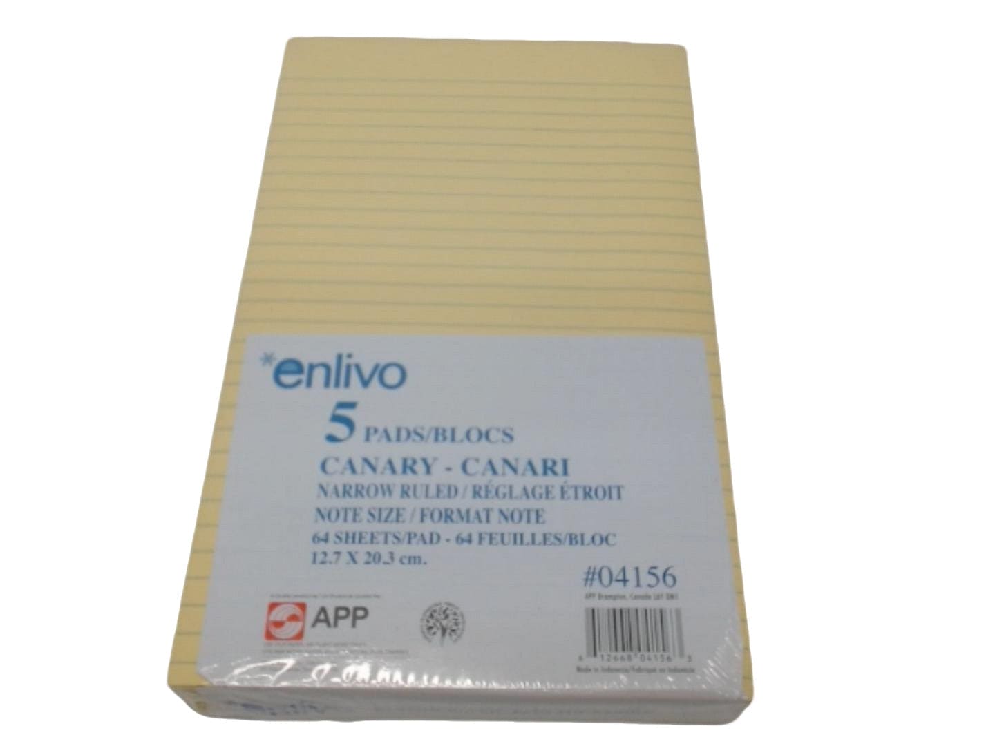 Paper Pad 5"x8" 64 Sheets 5pk. Canary Enlivo (0r $0.79ea) - Brantford Surplus