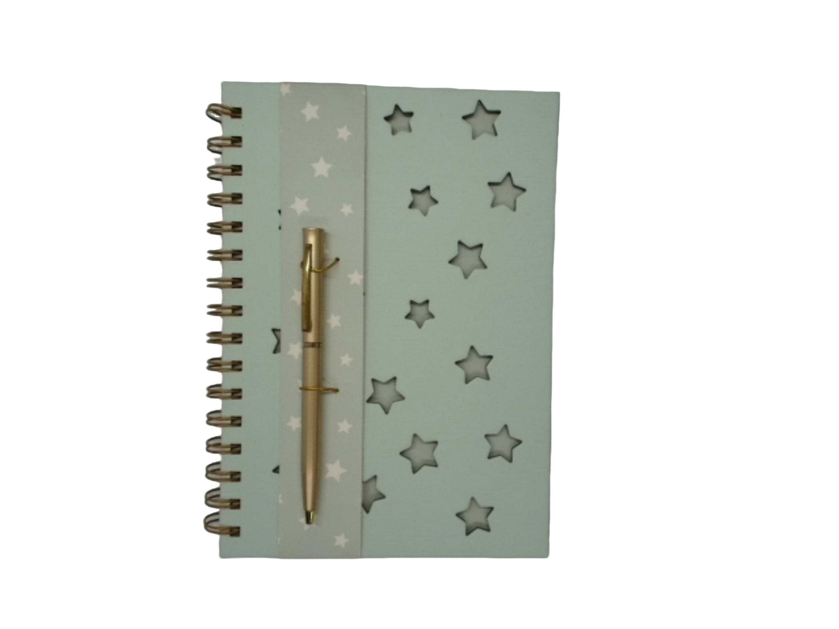 Spiral Notebook w/Pen 6" x 8.5" 160 Pages Perforated Stars C.R. Gibson Signature - Brantford Surplus