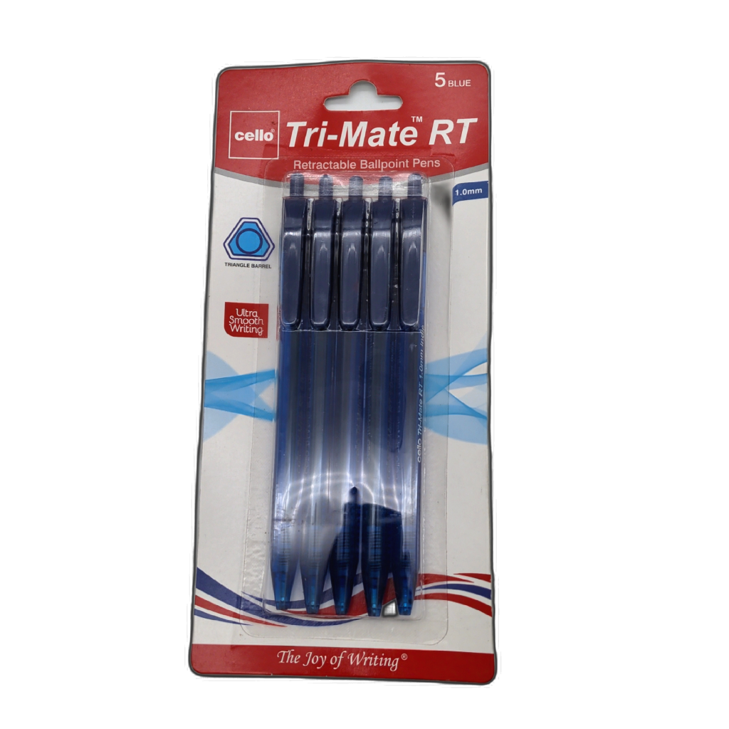 Tri-Mate Retractable Pens 5pk Blue