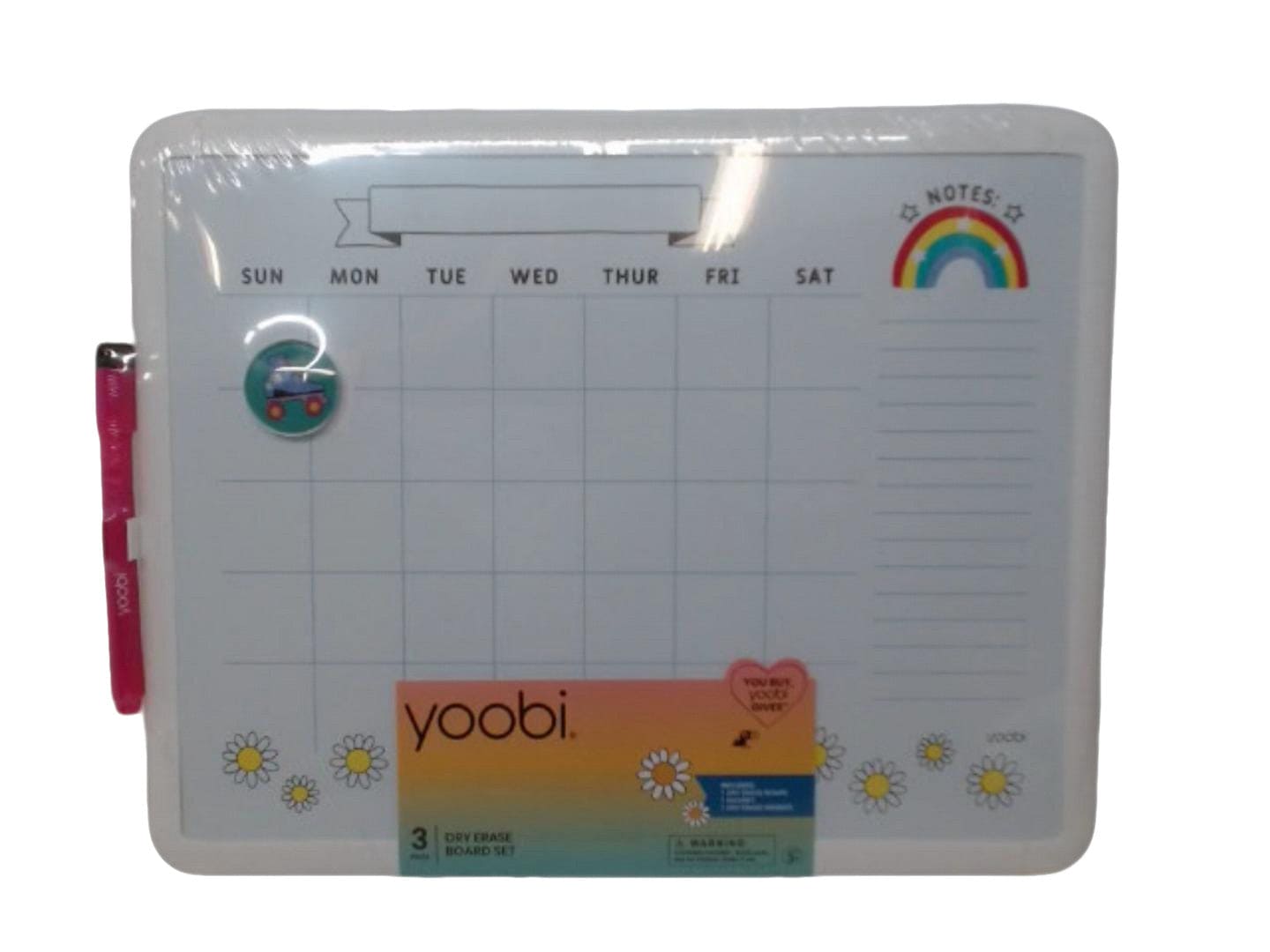 Dry Erase Board Set 3pc. Daisies Yoobi - Brantford Surplus