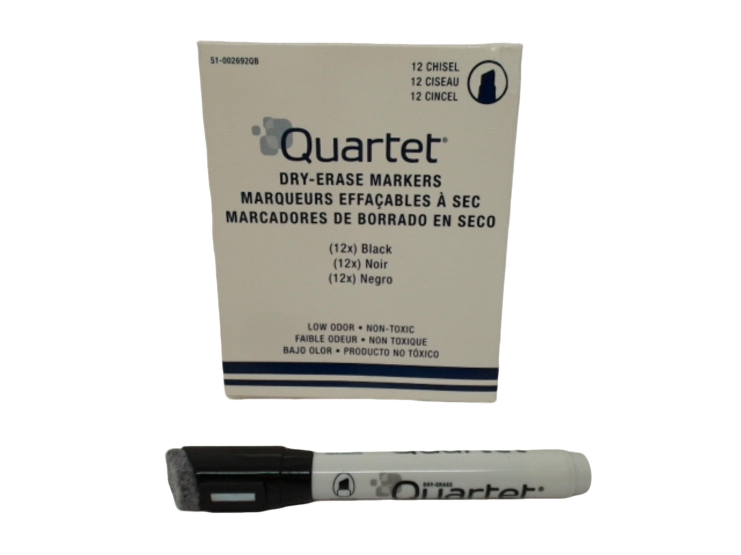 Dry Erase Markers 12pk. Black Chisel Tip Quartet (or $0.99ea) - Brantford Surplus