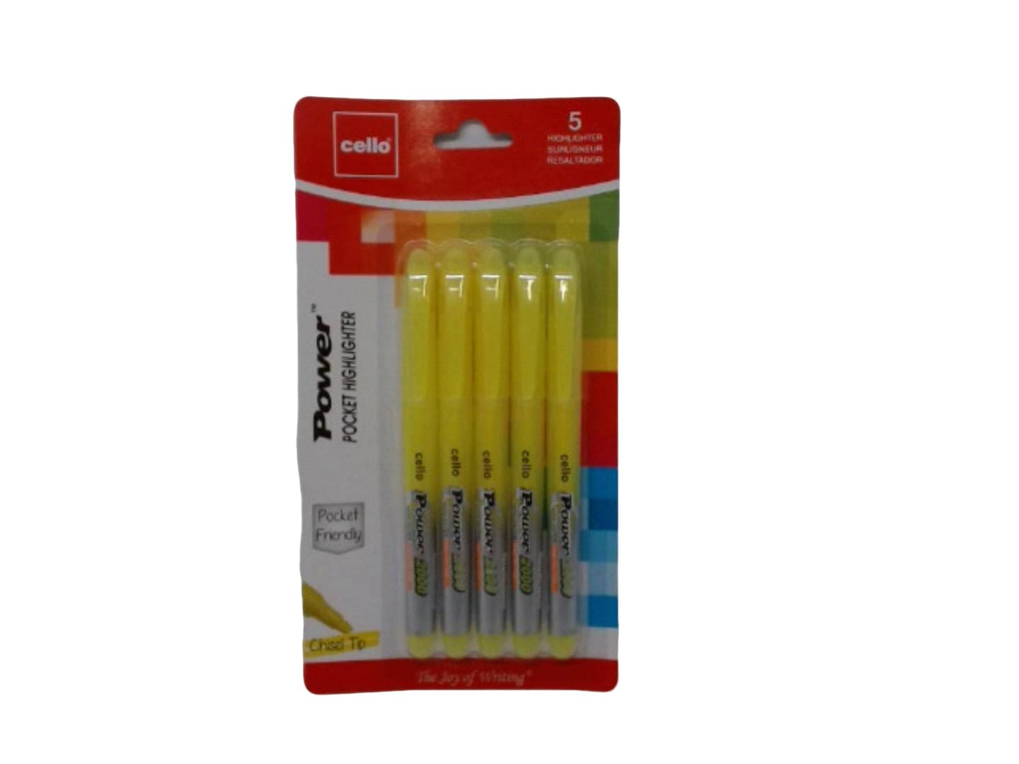 Highlighter 5pk. Yellow Power 2000 Cello - Brantford Surplus