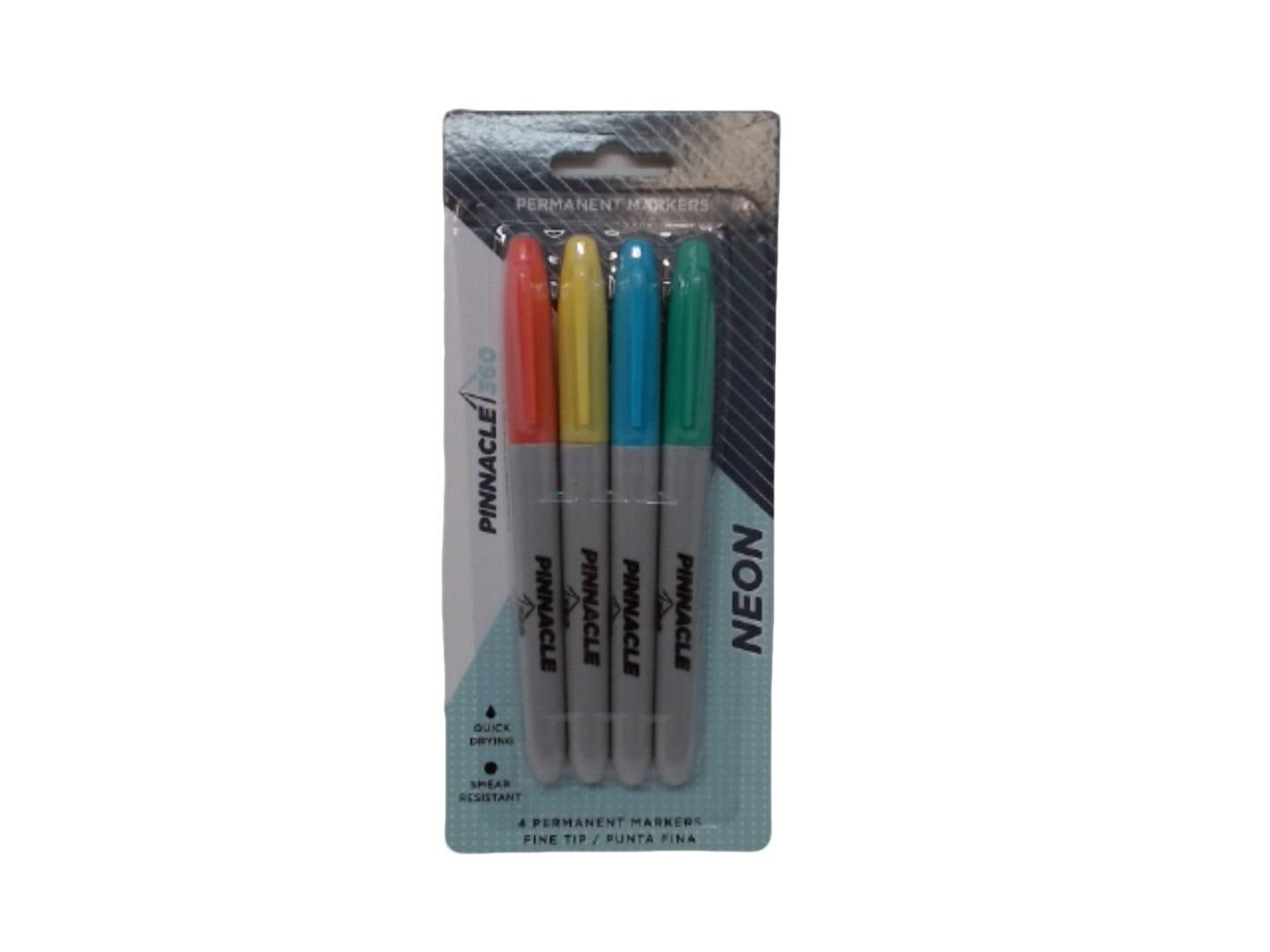 Permanent Markers 4pk. Neon Fine Tip Pinnacle 360 - Brantford Surplus