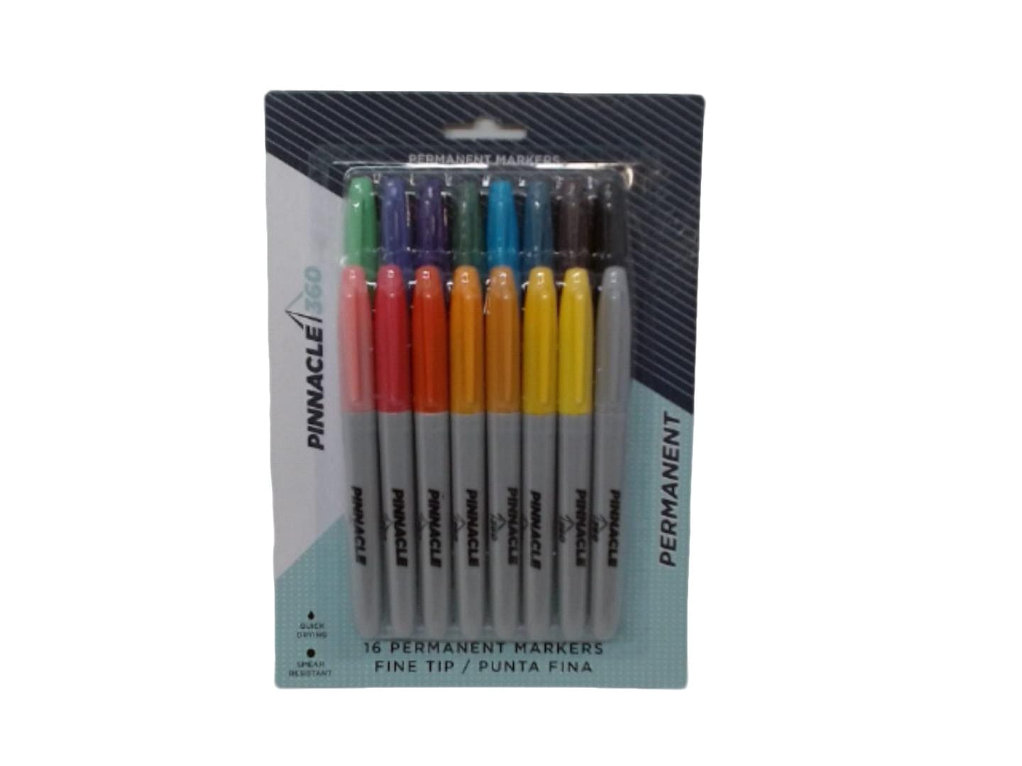 Permanent Marker 16pk. Fine Tip Ass't Colours Pinnacle 360 - Brantford Surplus