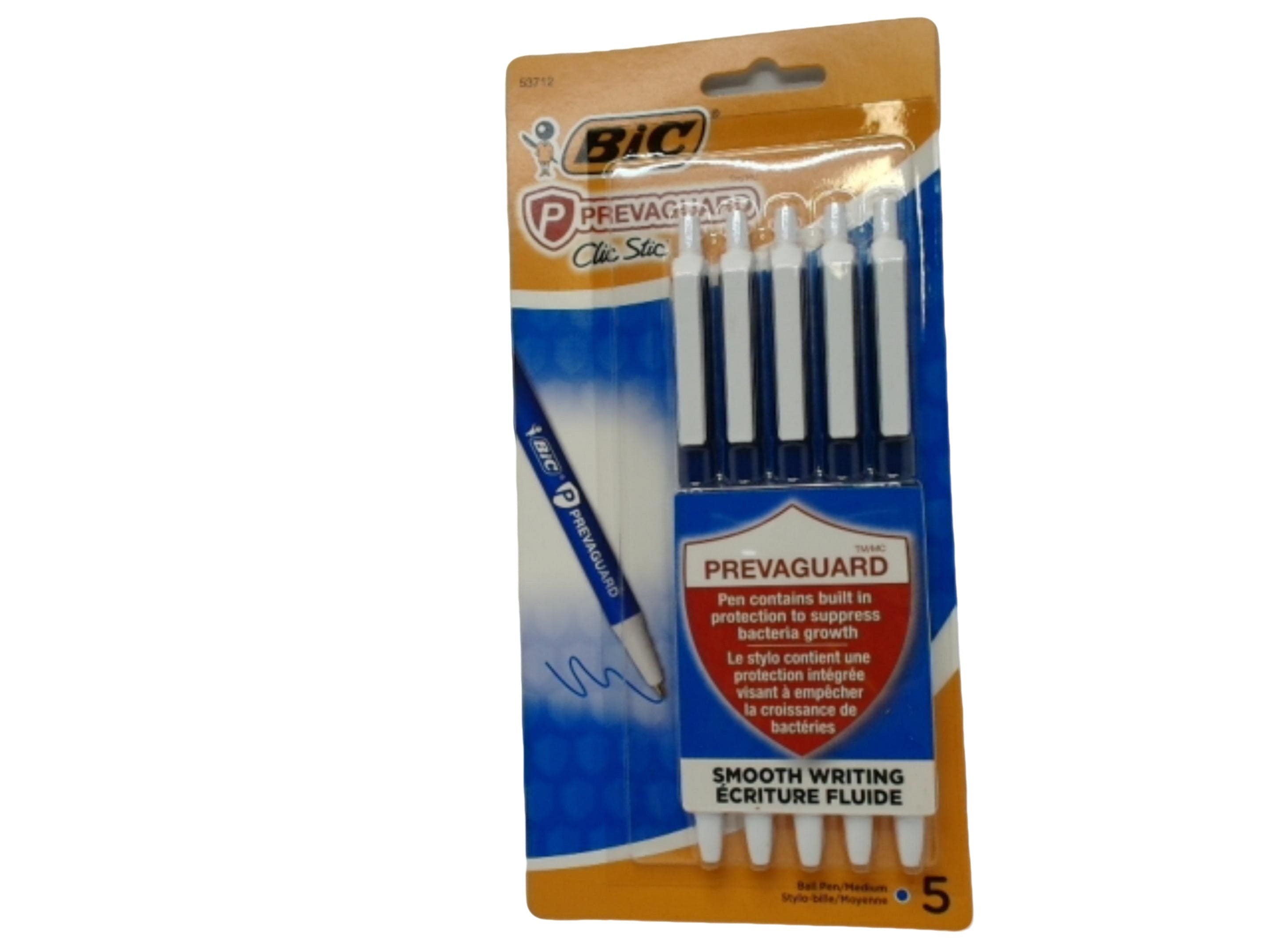 Pen Bic Prevaguard 5pk. Blue Ink Clic Stick - Brantford Surplus