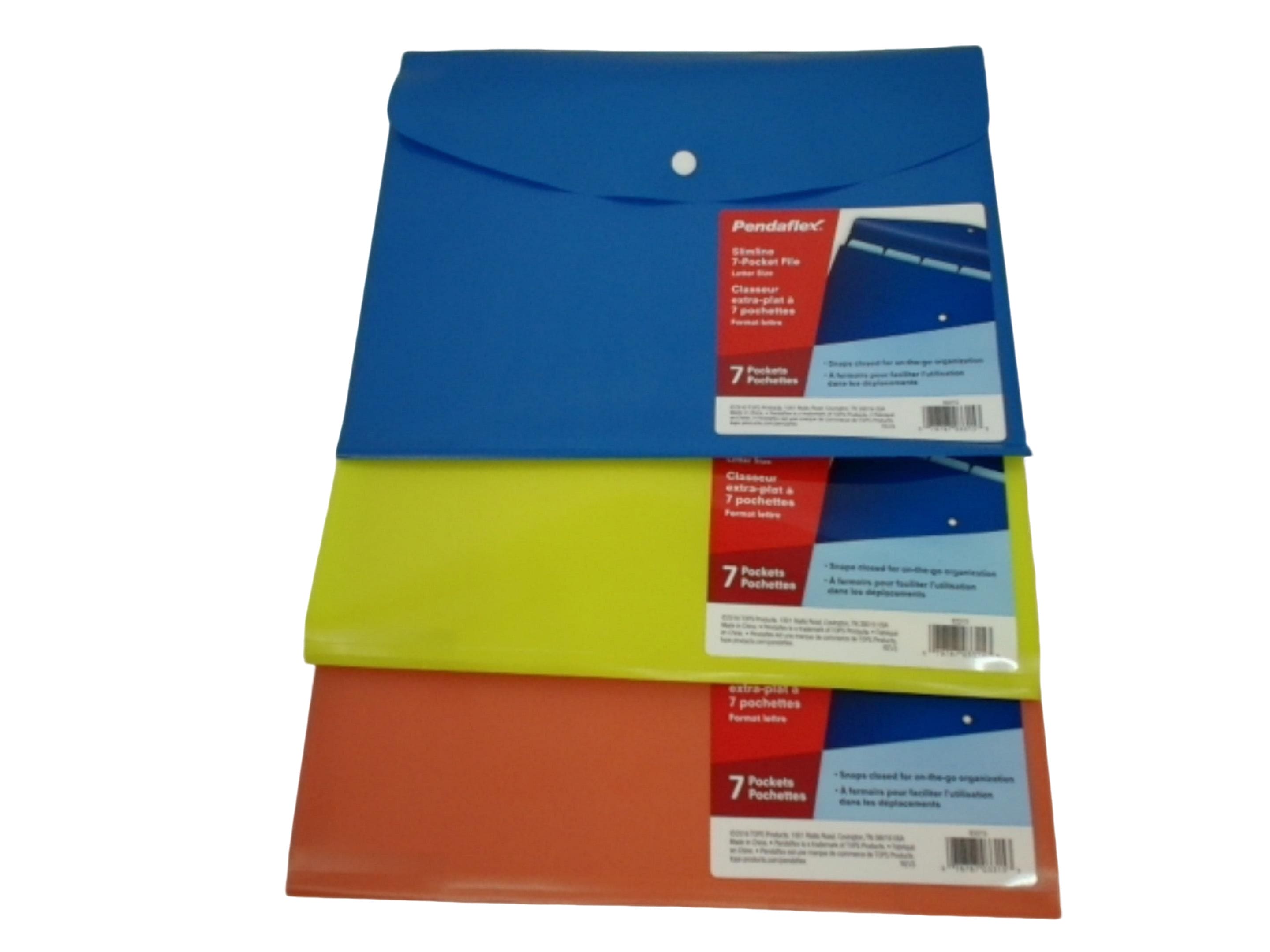 7 Pocket File Slimline Letter Size Ass't Colours Pendaflex - Brantford Surplus