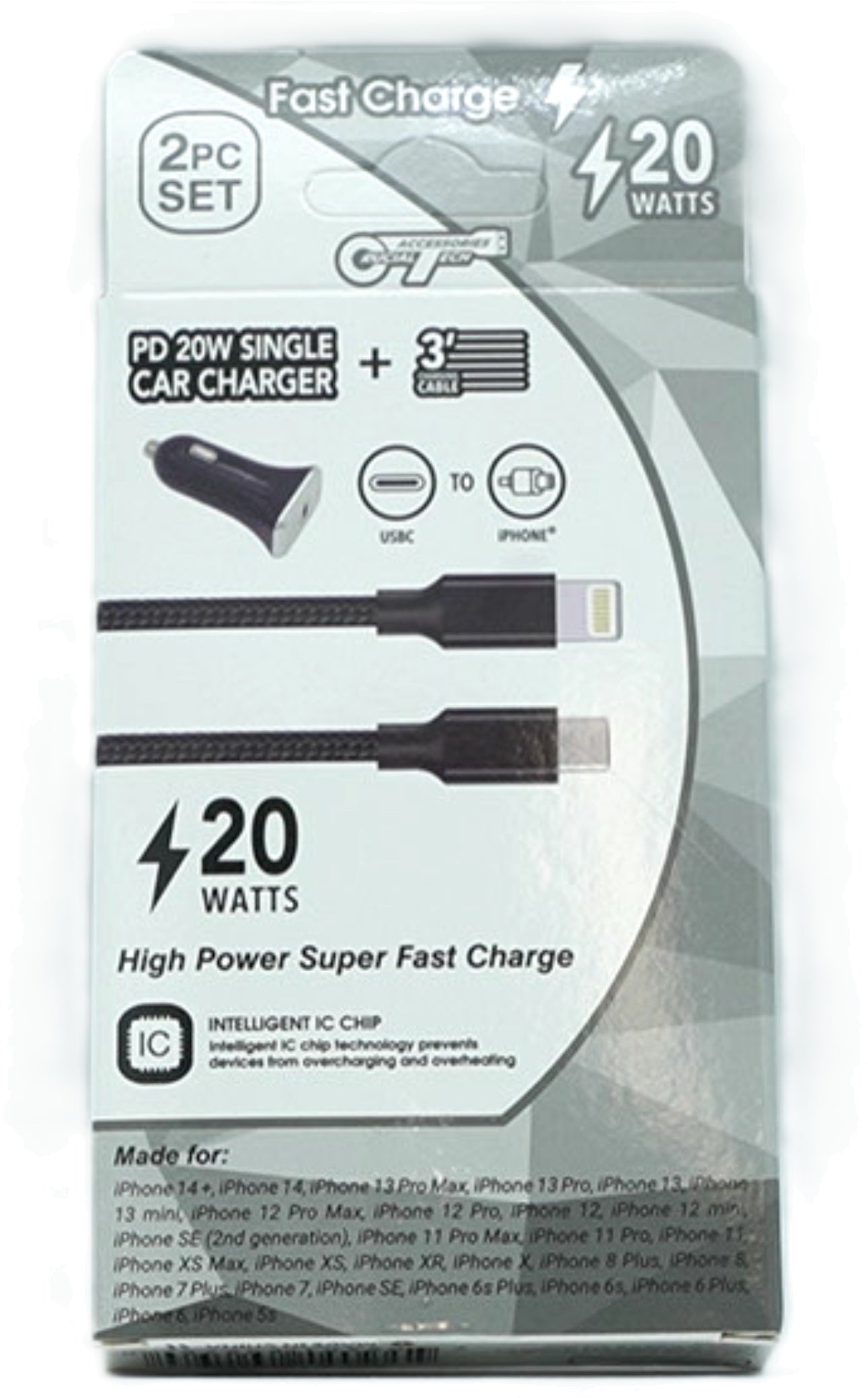 USB-C to Lightning Cable and Car Charger — detail view