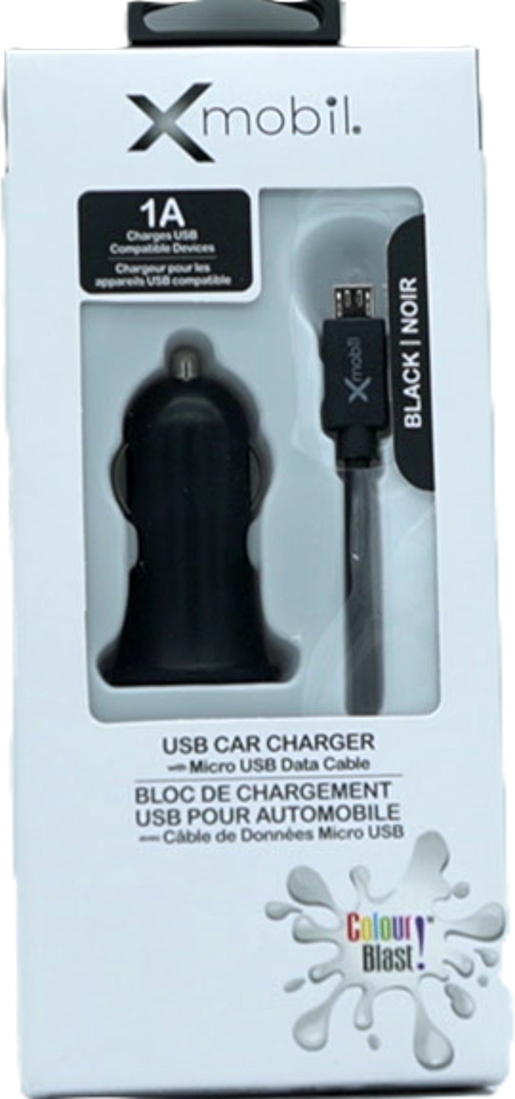 Xmobil USB Car Charger with 3' Micro USB Cable Black