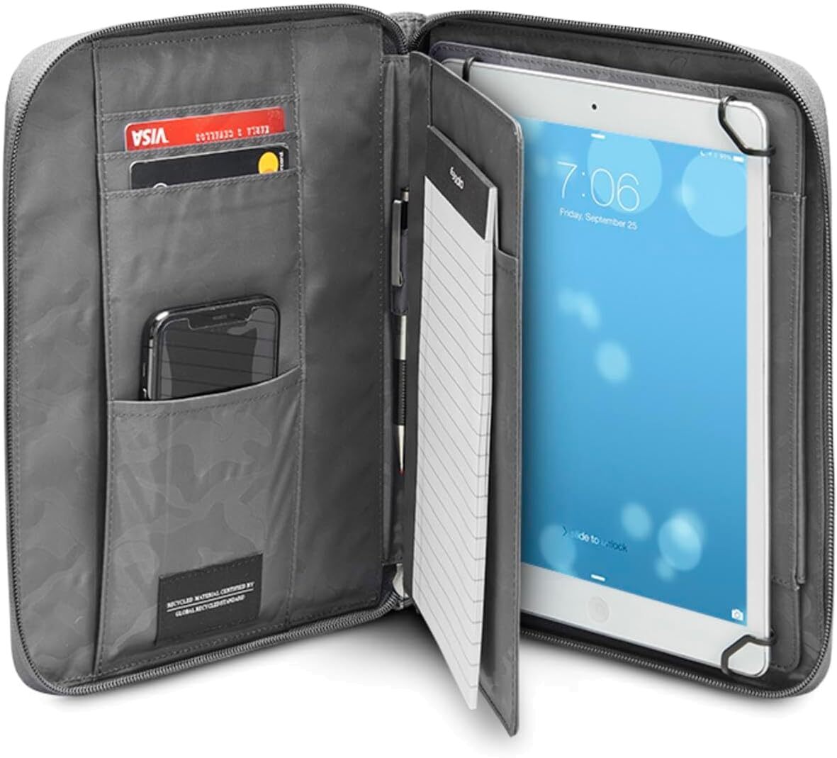 Solo New York Grey Tablet Portfolio — interior detail