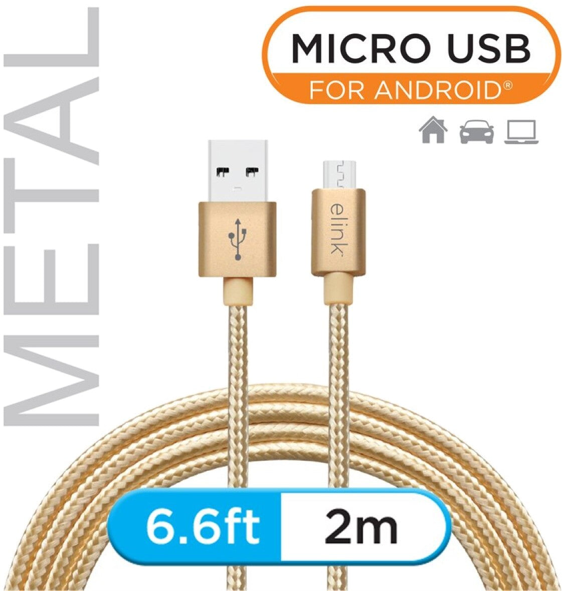 Elink Braided Micro USB Cable 6.6ft