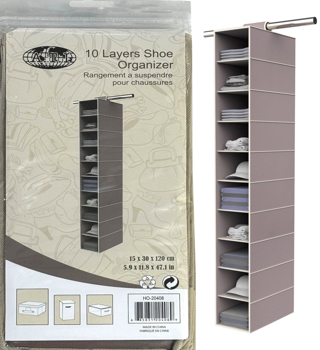 10 - Tier Space Saving Shoe Rack Organizer - Compact Storage - Brantford Surplus