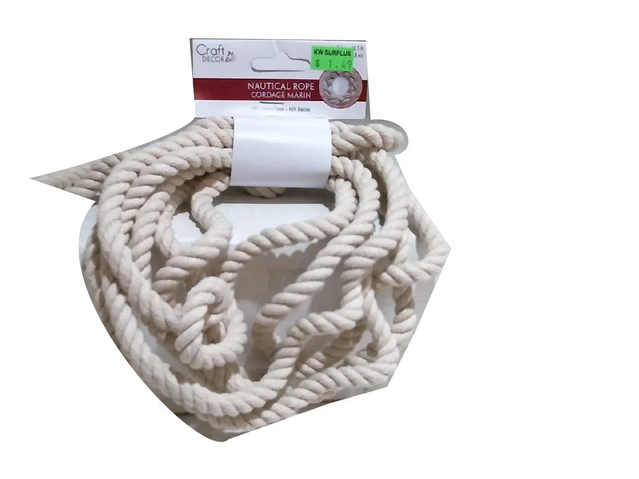 10mm.x3.8m. Nautical Cotton Rope MULTICRAFT IMPORTS INC.