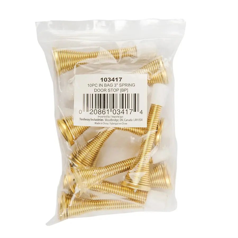 10PC Spring Door Stops 3in Brass Plated - Brantford Surplus