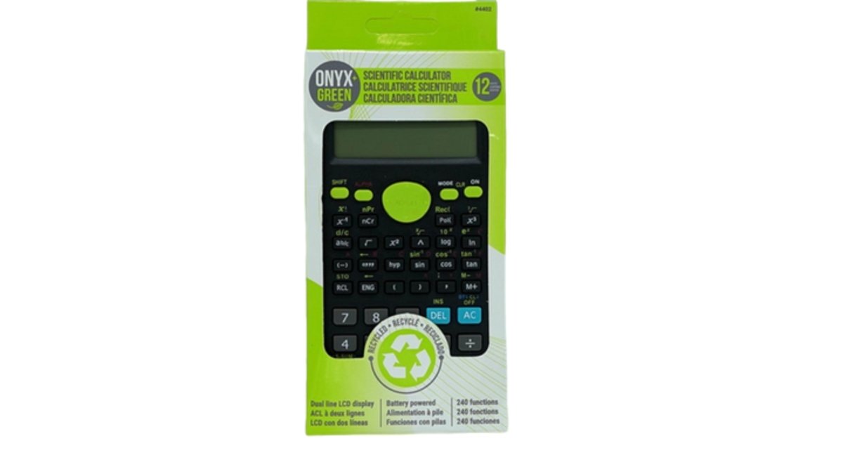 12 - Digit Scientific Calculator Dual Line LCD - Onyx Green - Brantford Surplus