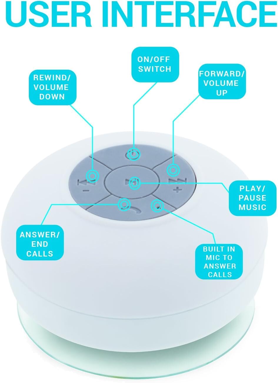 Aduro Wireless Waterproof Shower Speaker - Black Giraffe Design