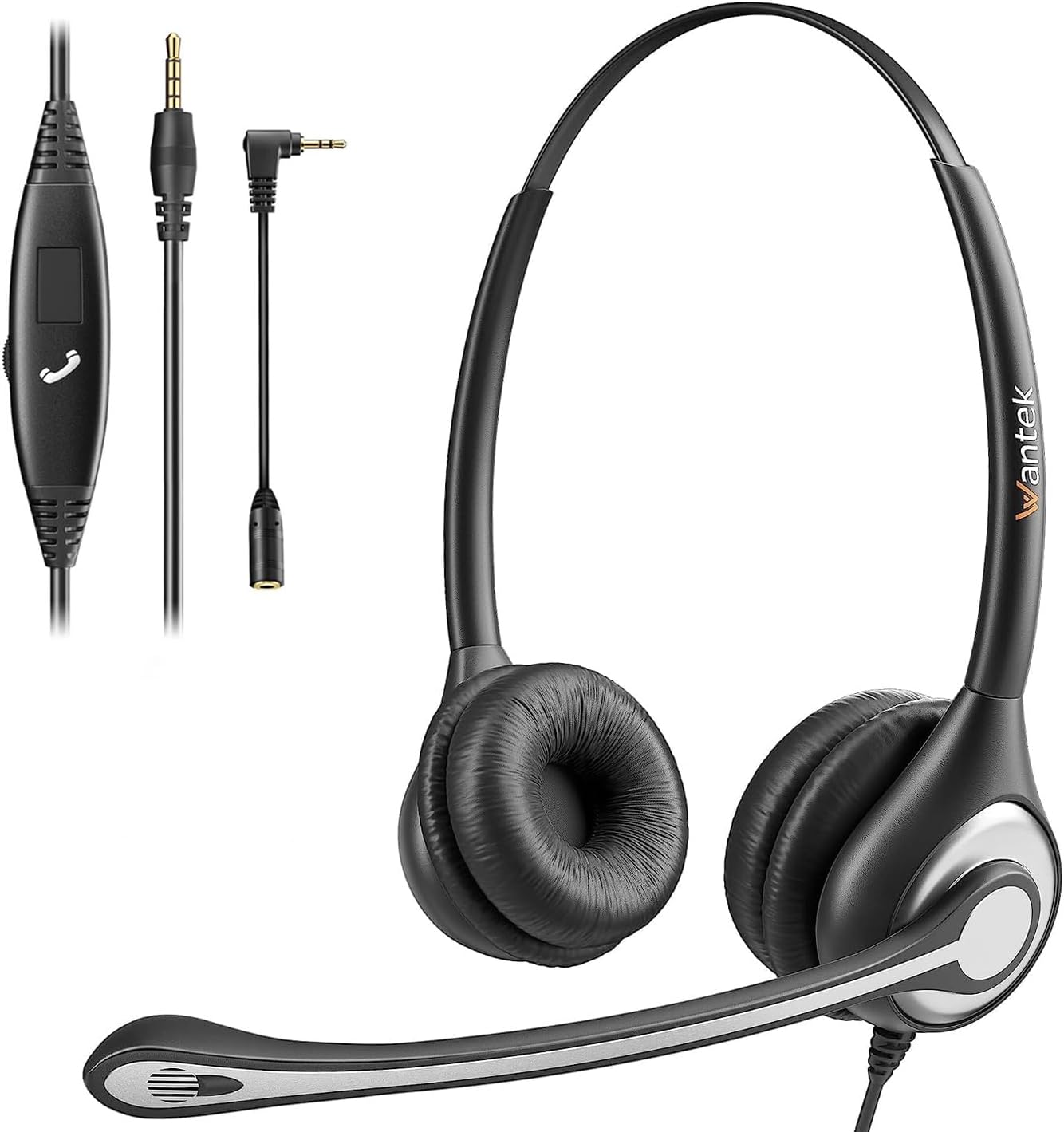 Wantek Computer Headset with Microphone 3.5mm 2.5mm Adapter