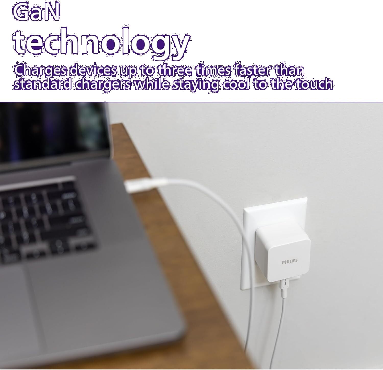 Philips 60W GaN USB-C Charger — folded prongs