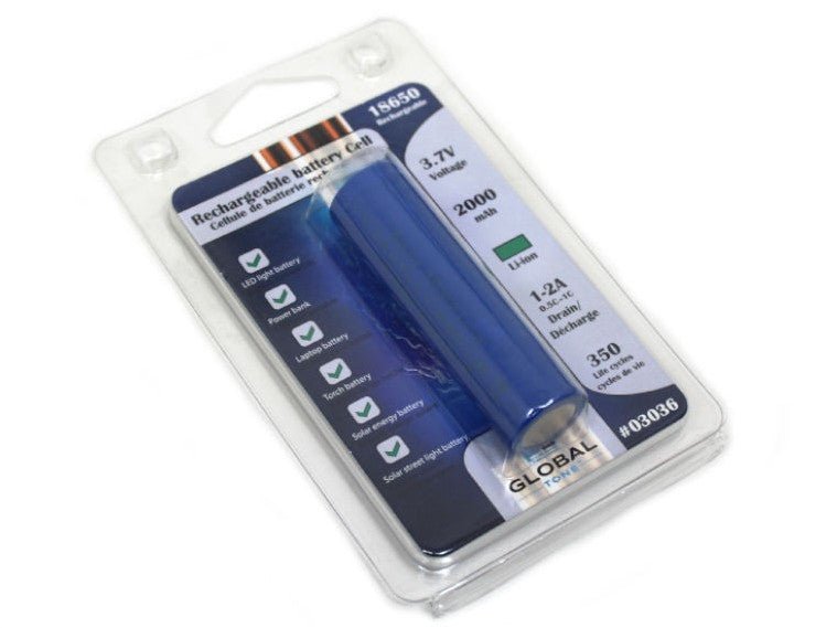 18650 Rechargeable Battery 3.7V 2000mAh – Global Tone - Brantford Surplus