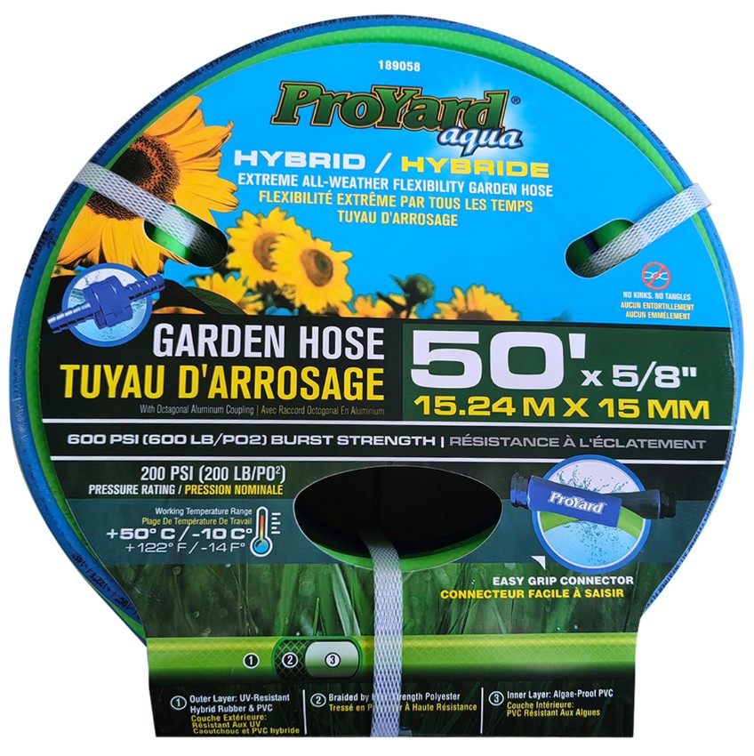 Hybrid Garden Hose 5/8 x 50Ft Pro Yard Aqua