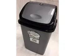 18L Grey/Black Plastic Garbage Bin - Brantford Surplus