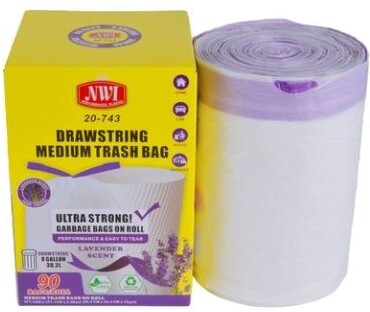 Lavender Scented Drawstring Trash Bags 8 Gallon 90Pk
