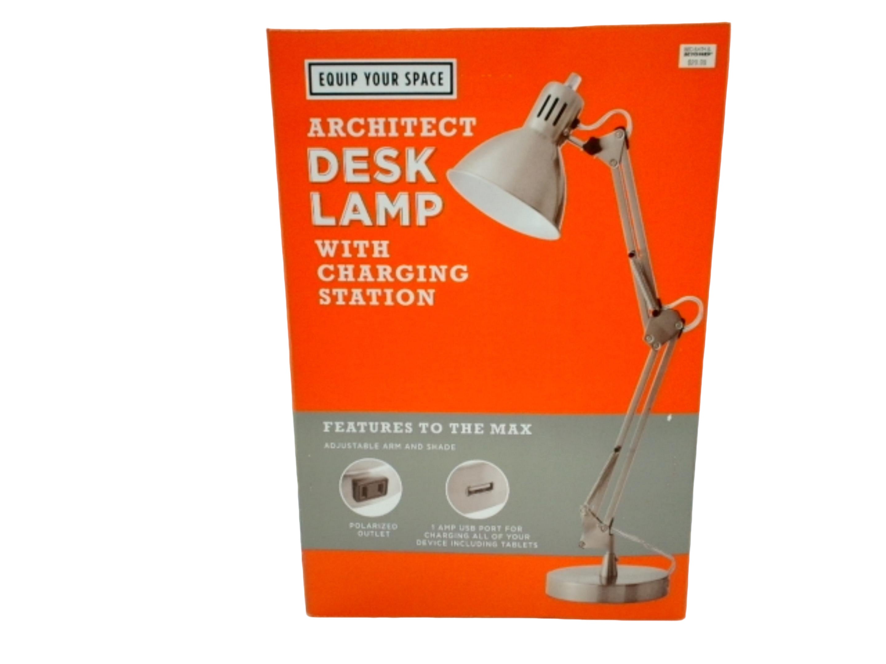 Architect Desk Lamp with Charging Port - Brushed Steel Design