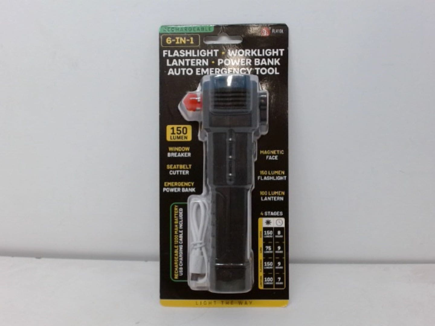 6 In 1 Auto Emergency Tool Rechargeable Light & Power Bank - Brantford Surplus