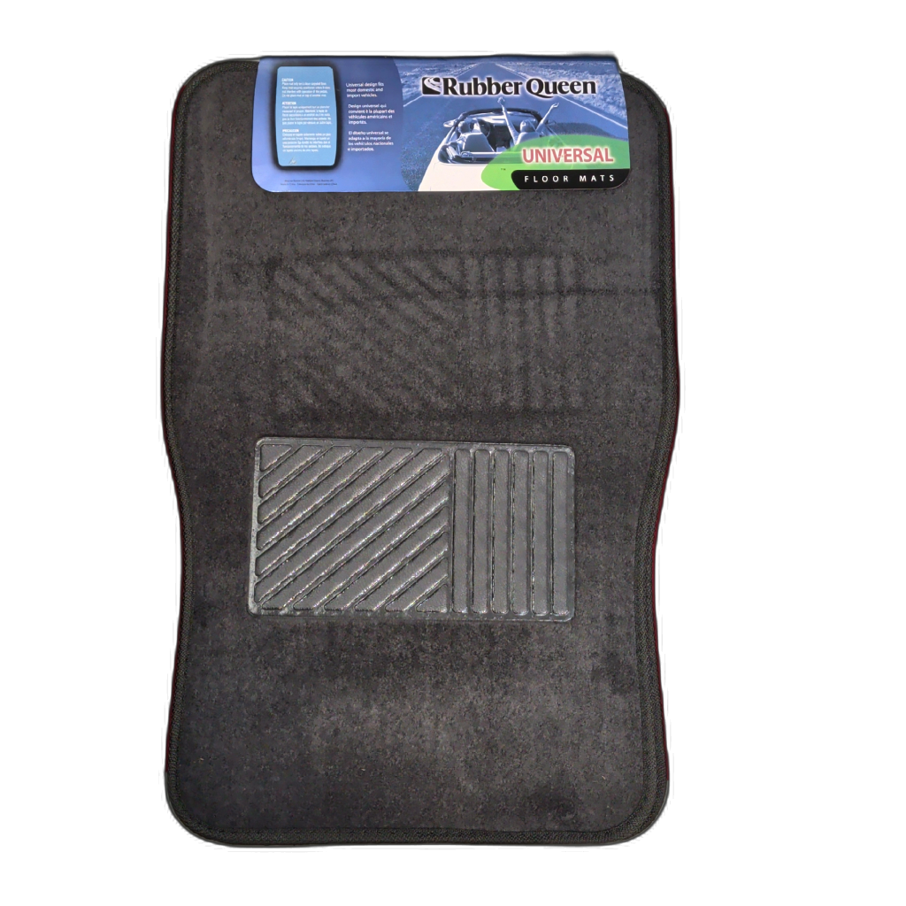 Rubber Queen Universal Floor Mats 4-Piece Set Grey Carpet