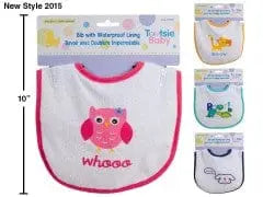 Tootsie Baby Terry Bib w/ PEVA back 75% cotton/25% poly CTGBRA