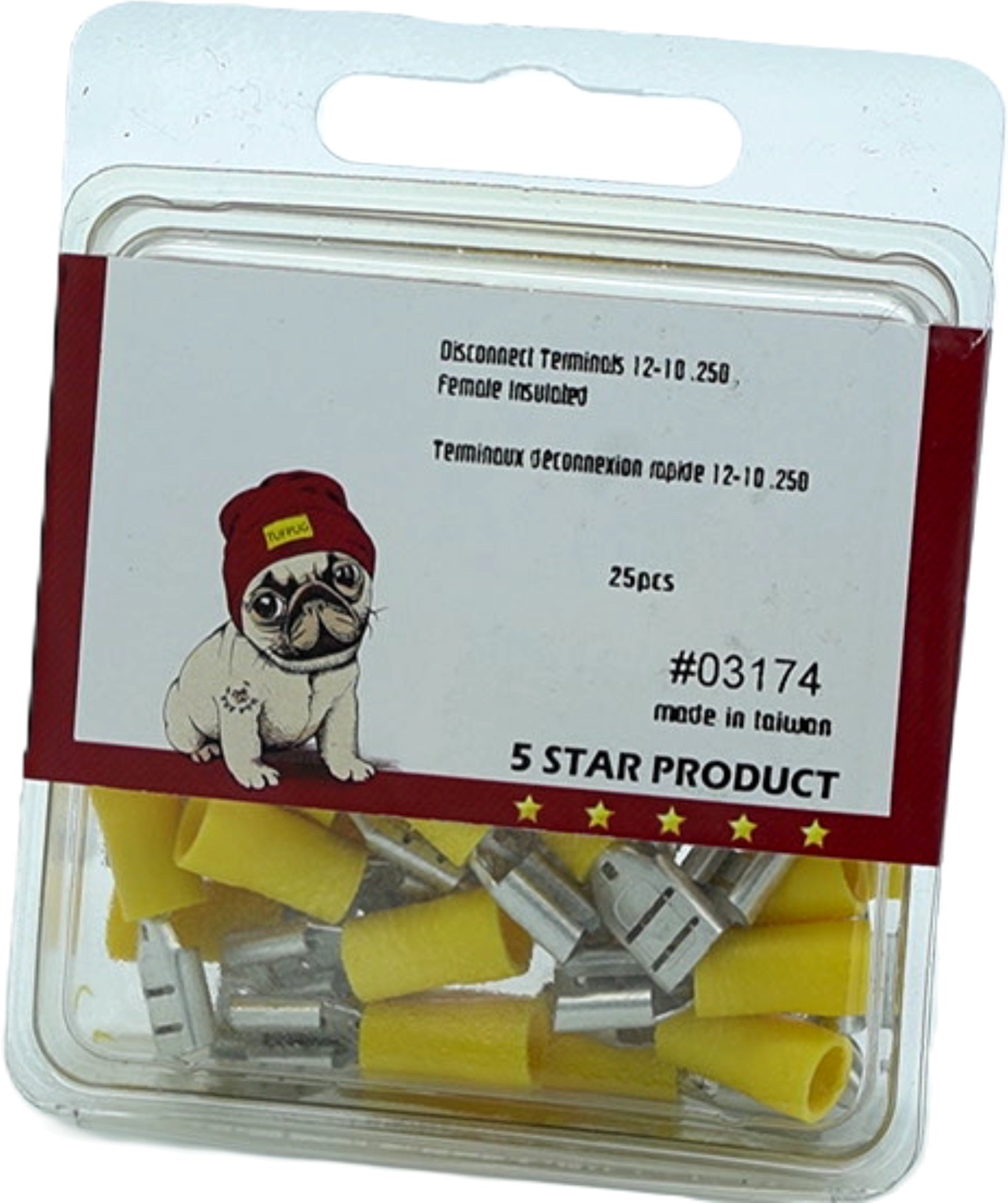 Yellow Vinyl Insulated Female Disconnect Terminals .250 25pk